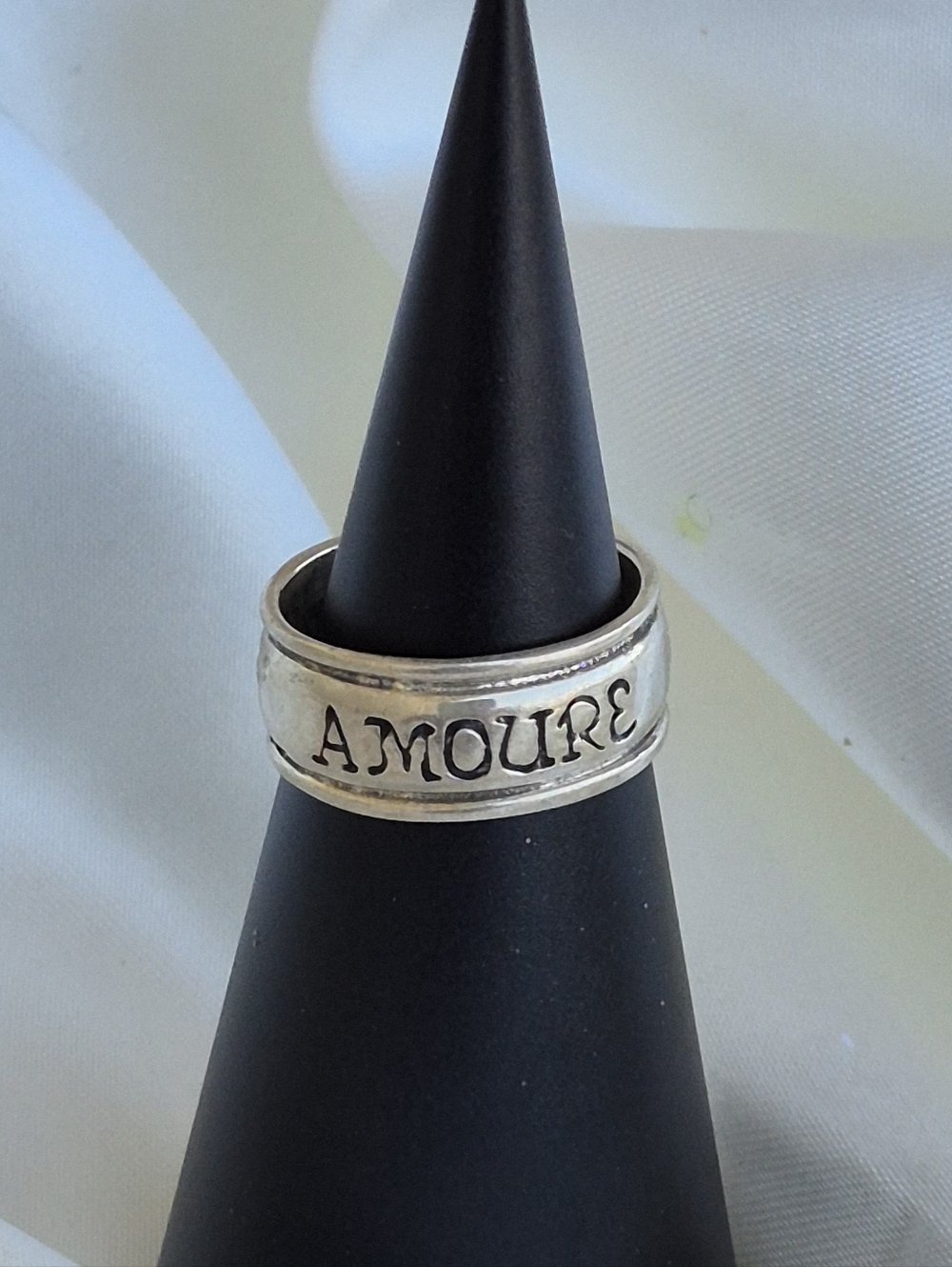 Sterling Silver L'AMOUR, LOVE, AMOURE Text Band Ring - Size 6